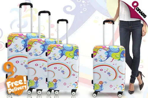 For QR399, Travel Smart with a 3-Piece Luggage Set with rotary wheels with FREE Delivery - Choose from 3 Trendy Designs! (QR799 Value)